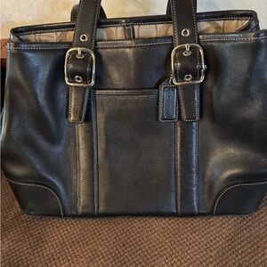 Coach black leather bag